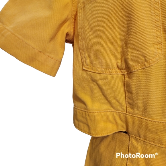 NWT Only Cut Out Dress M Denim Orange Closes with Metal Buttons in Front - Picture 5 of 13